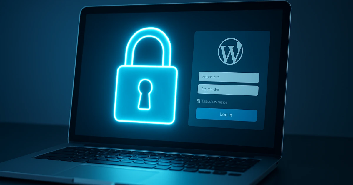 WordPress password security concept with digital lock protecting website login